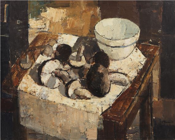 Still life of mushrooms by Willem Adriaan Blom, 1958