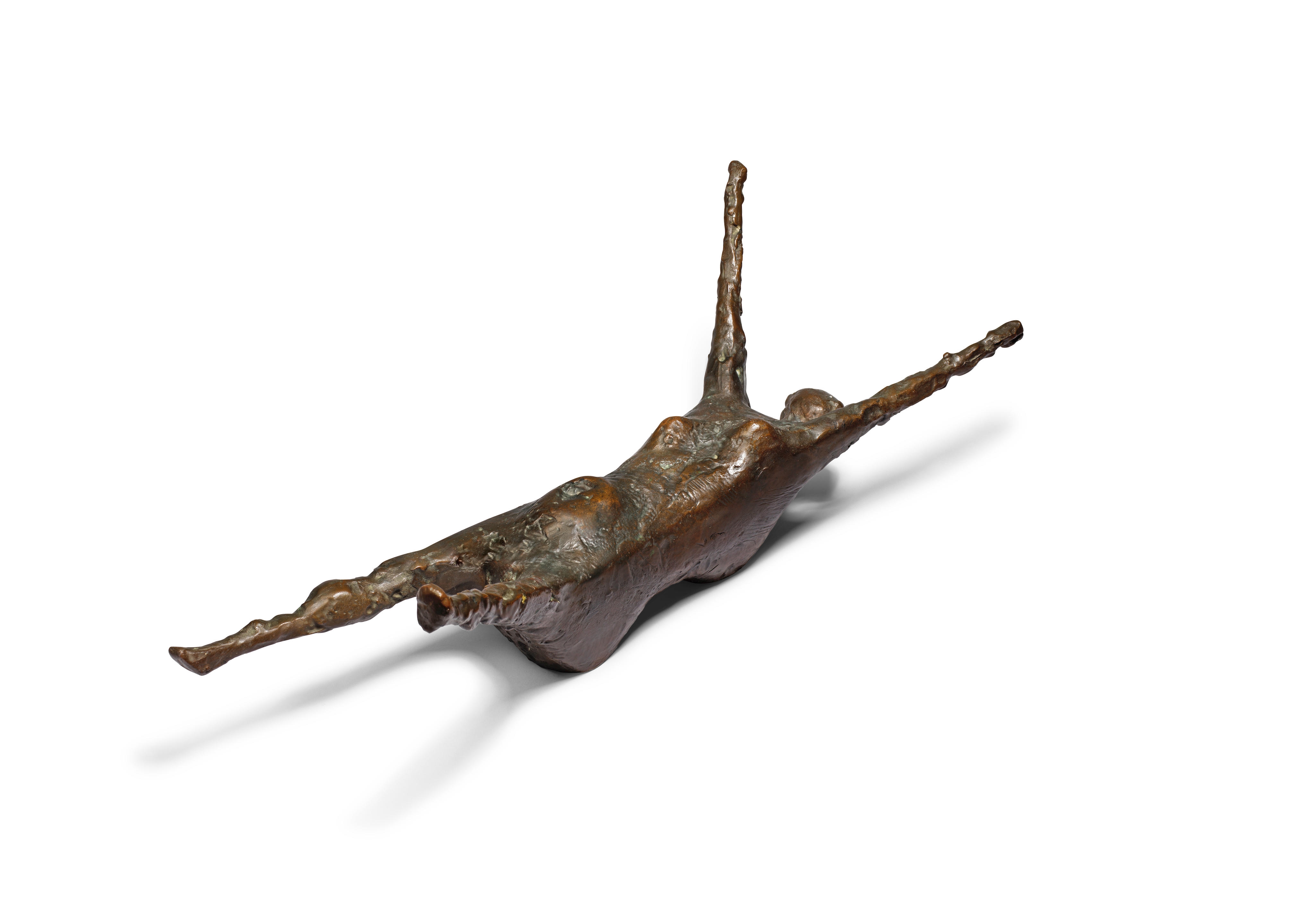 Artwork by Kenneth Armitage, Sprawling Woman (small version), Made of bronze with a brown patina