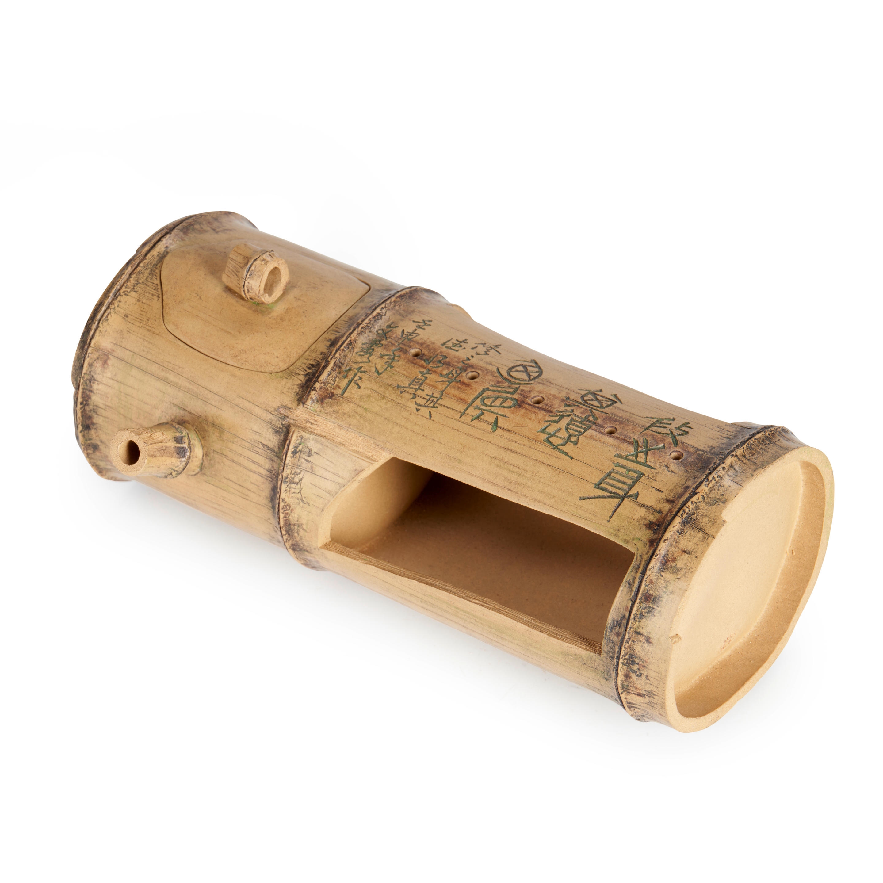 Artwork by Lu Wenxia, A BAMBOO-FORM YIXING TEAPOT AND COVER, Made of BAMBOO