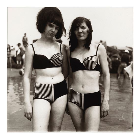 Two Girls in Matching Bathing Suits, Coney Island, NY by Diane Arbus, 1972