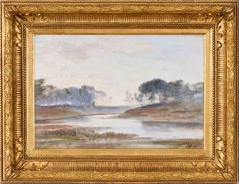 Matinée au Verdon, 1893  signée en bas à droite. Datée et titrée au dos sur le châssis - Louis Auguin