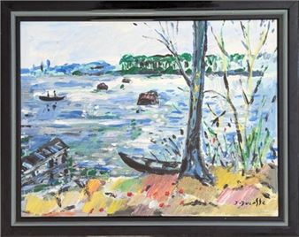 Le lac d'Hossegor  signée en bas à droite - Jean Ducasse