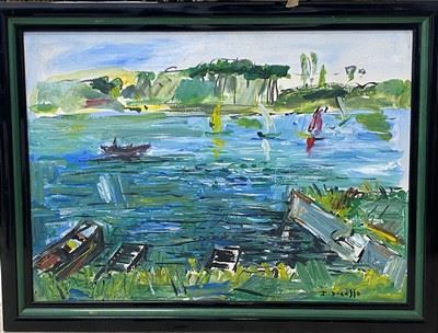 Optimistes sur le lac  signée en bas à droite by Jean Ducasse