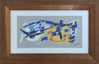 Oiseaux en vol  signée en bas à droite - Pierre Theron