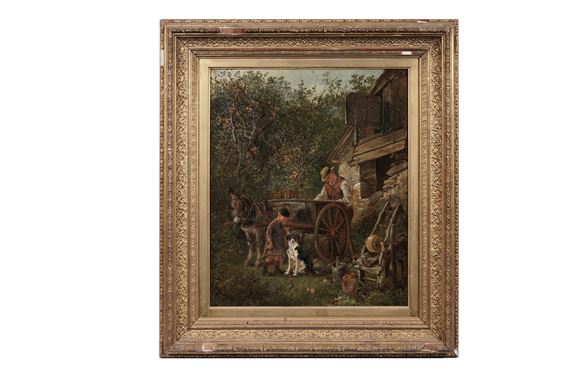 Aquarelle Originale De William Henry Pike (1846-1908) - Scène De Chalet Avec Canards - 1878