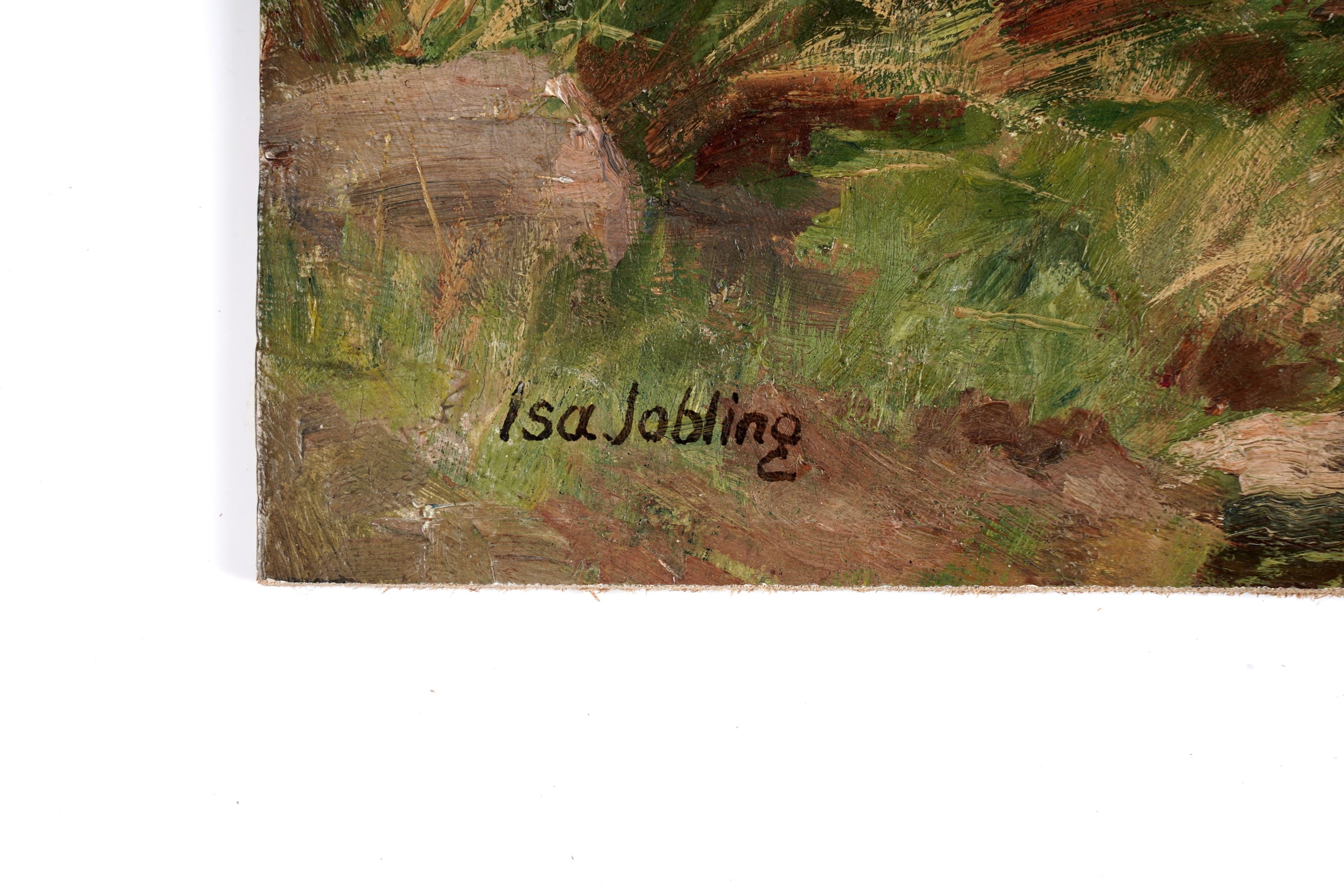 Isa Jobling | View Up a Stream with Pink Hawthorn Blossoming | oil ...