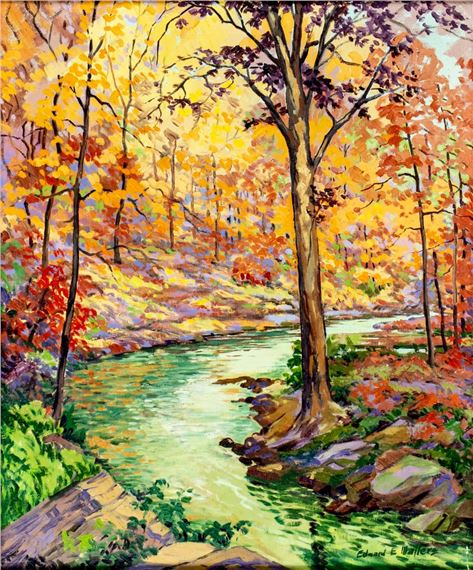 Autumn River Landscape by Edward Walters