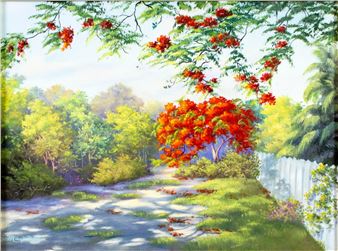 Landscape With Royal Poinciana Flowers - Magi Day