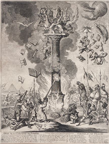 Siege de la Colonne de Pompée - Science in the Pillory by James Gillray, circa 1799