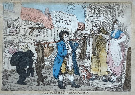 Thomas Rowlandson | The Rabbit Merchant, earlyth century hand ed ...