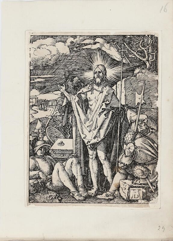 Artwork by Albrecht Dürer, The Resurrection, Made of Woodcut on ribbed paper