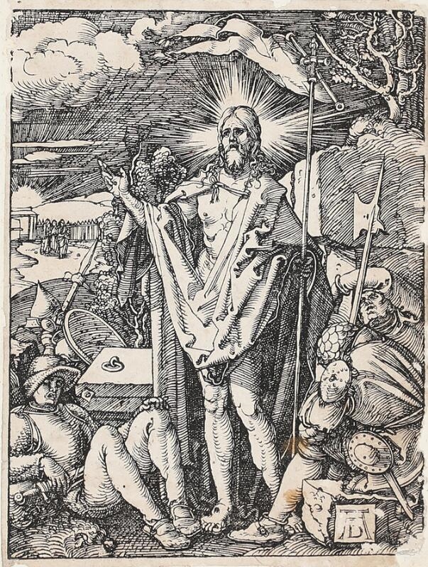 Artwork by Albrecht Dürer, The Resurrection, Made of Woodcut on ribbed paper