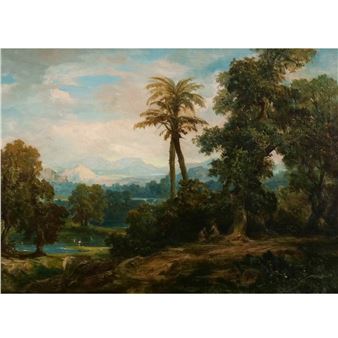 Tropical landscape study - Continental School, 19th Century
