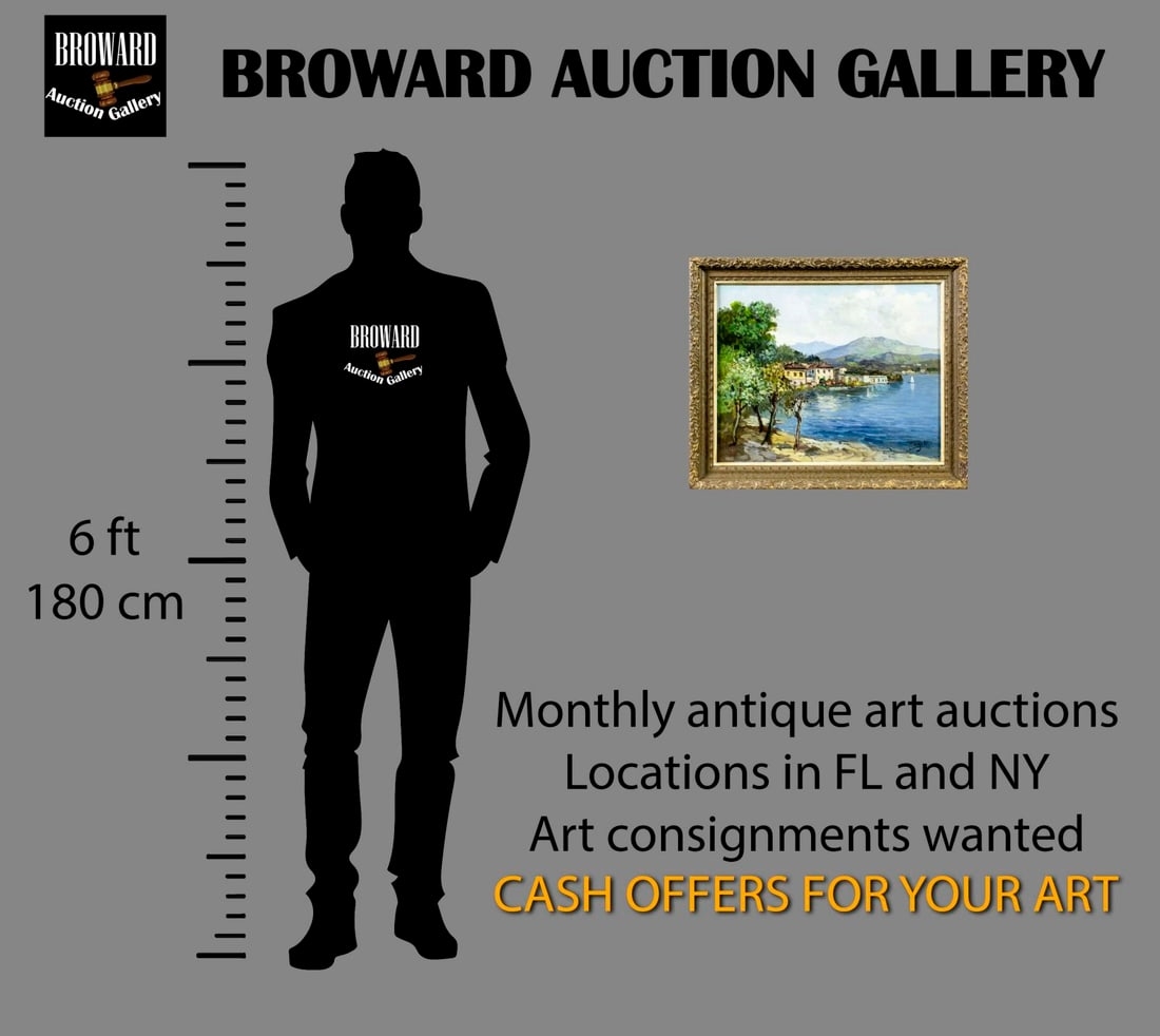 Artwork by Luigi Cergoli, Coastal Town Landscape, Made of oil on canvas