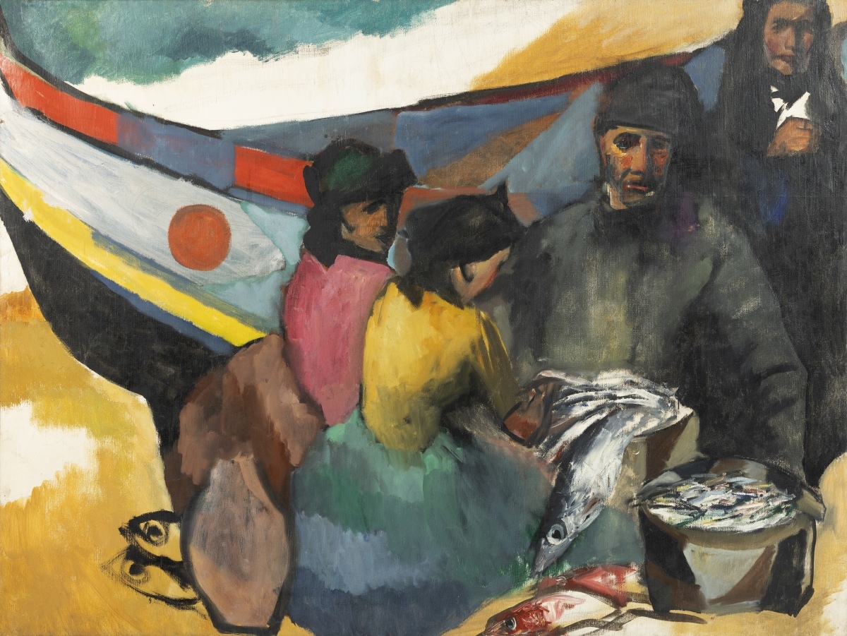 Artwork by Guilherme Filipe, Pescador e Peixeiras, Made of oil on canvas