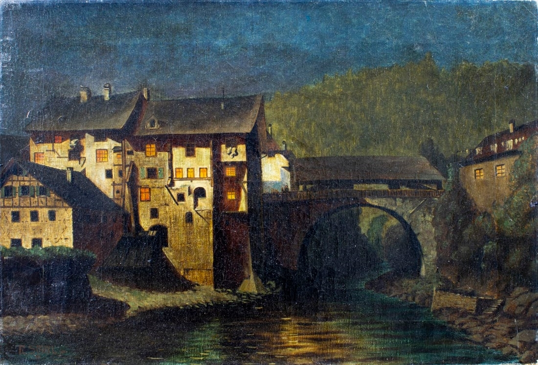 Flores Scheel | Night Cityscape (1919) | MutualArt