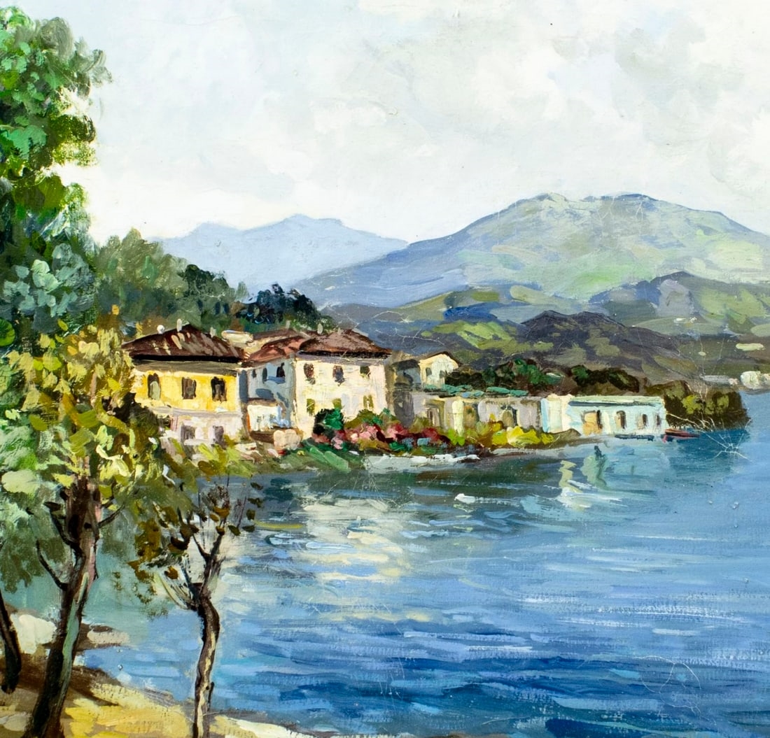 Artwork by Luigi Cergoli, Coastal Town Landscape, Made of oil on canvas
