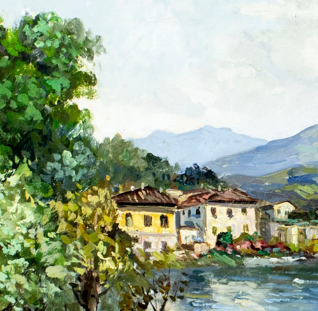 Artwork by Luigi Cergoli, Coastal Town Landscape, Made of oil on canvas