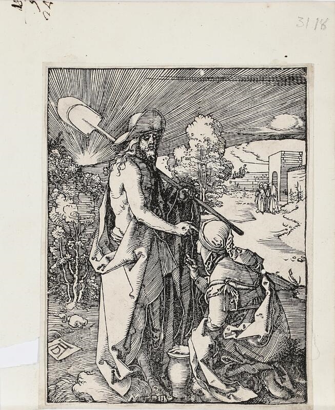 Artwork by Albrecht Dürer, Christ Appears to Mary Magdalene, from The Small Passion, Made of Woodcut on laid paper