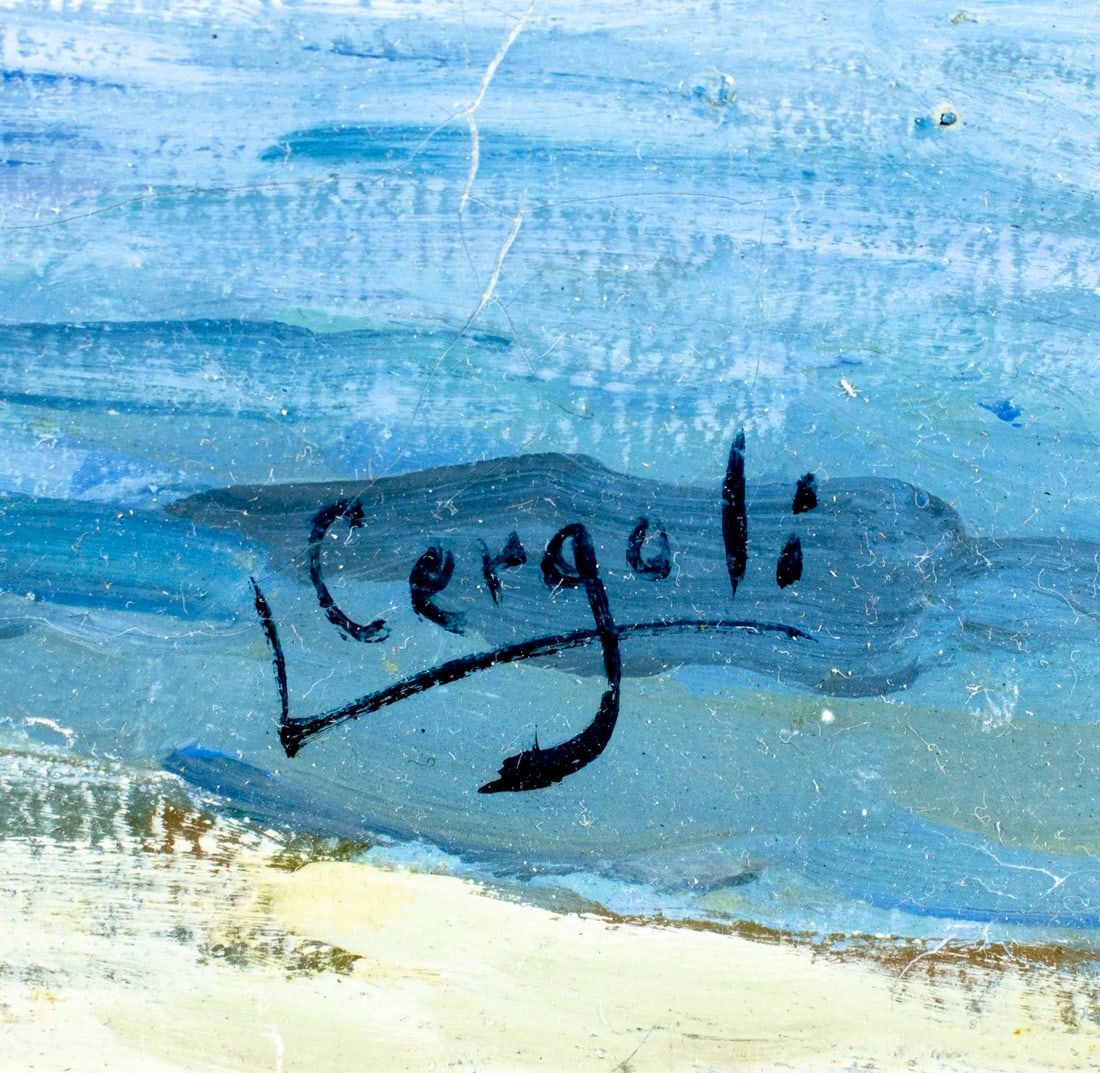 Artwork by Luigi Cergoli, Coastal Town Landscape, Made of oil on canvas