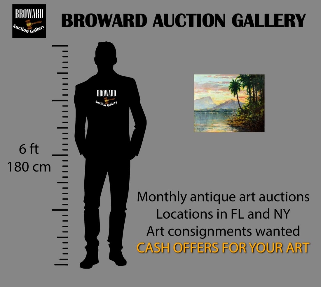 Artwork by Clarkson Dye, Sunset Coastal Landscape, Papcete Lagoon, Tahiti, Made of oil on board