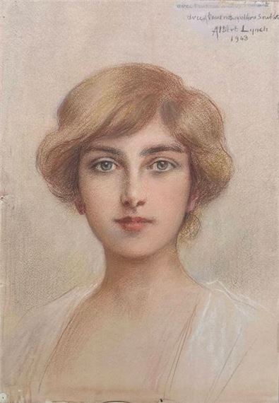 Portrait d'une jeune femme - 1943 Pastel sur papier. Signé by Albert Lynch, 1943