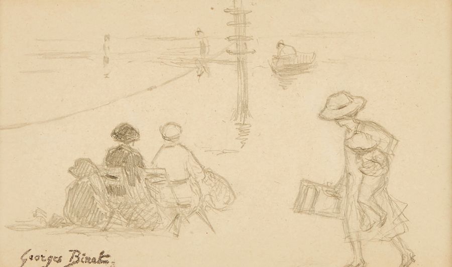 Artwork by Georges Jules Ernest Binet, The harbor, Made of Pencil