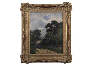 Rural setting with a horse and cart travelling a dirt track - Campbell A. Mellon