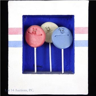 Untitled  ,Lollipops in a shadowbox - Robert Burton Middaugh