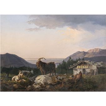 Alpine pasture in the high mountains with goats - Heinrich Marr