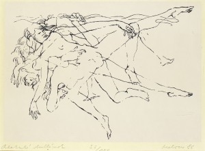 Artwork by Miklós Melocco, Alakuló hullámok 1986, Made of szitanyomat