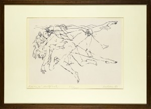 Artwork by Miklós Melocco, Alakuló hullámok 1986, Made of szitanyomat