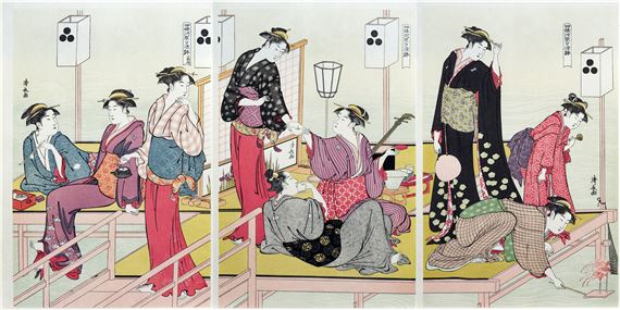 Summer Evening at Shijo Bridge by Torii Kiyonaga, 1752
