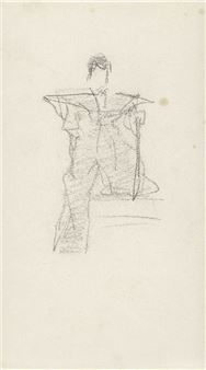 Kabuki actor and building sketch (double-sided work) - Aoki Shigeru