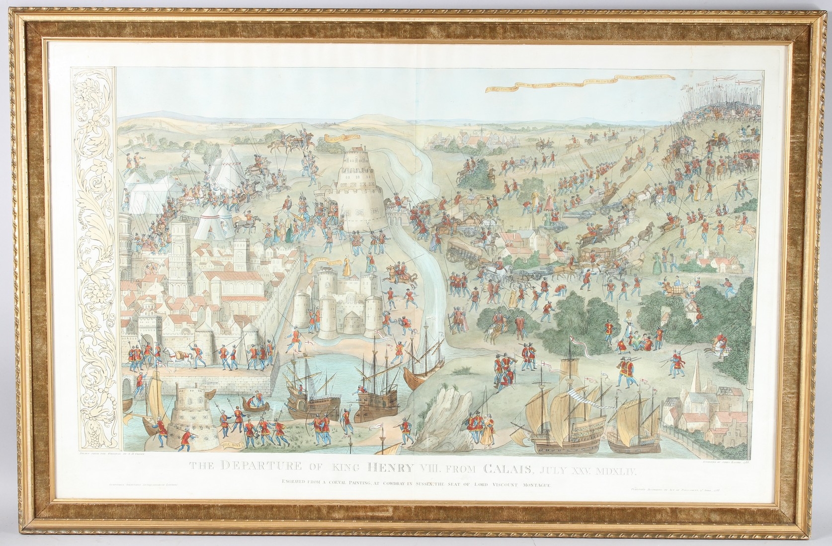 Artwork by James Basire, S.h. Grimm, The Departure of King Henry VIII from Calais, Made of coloured engraving