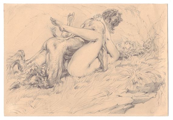Erotic drawing by Stepan Stepanovich Rozhankovsky, First half of the 20th century