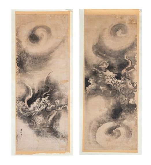 Two Dragon Scenes by Chinese School