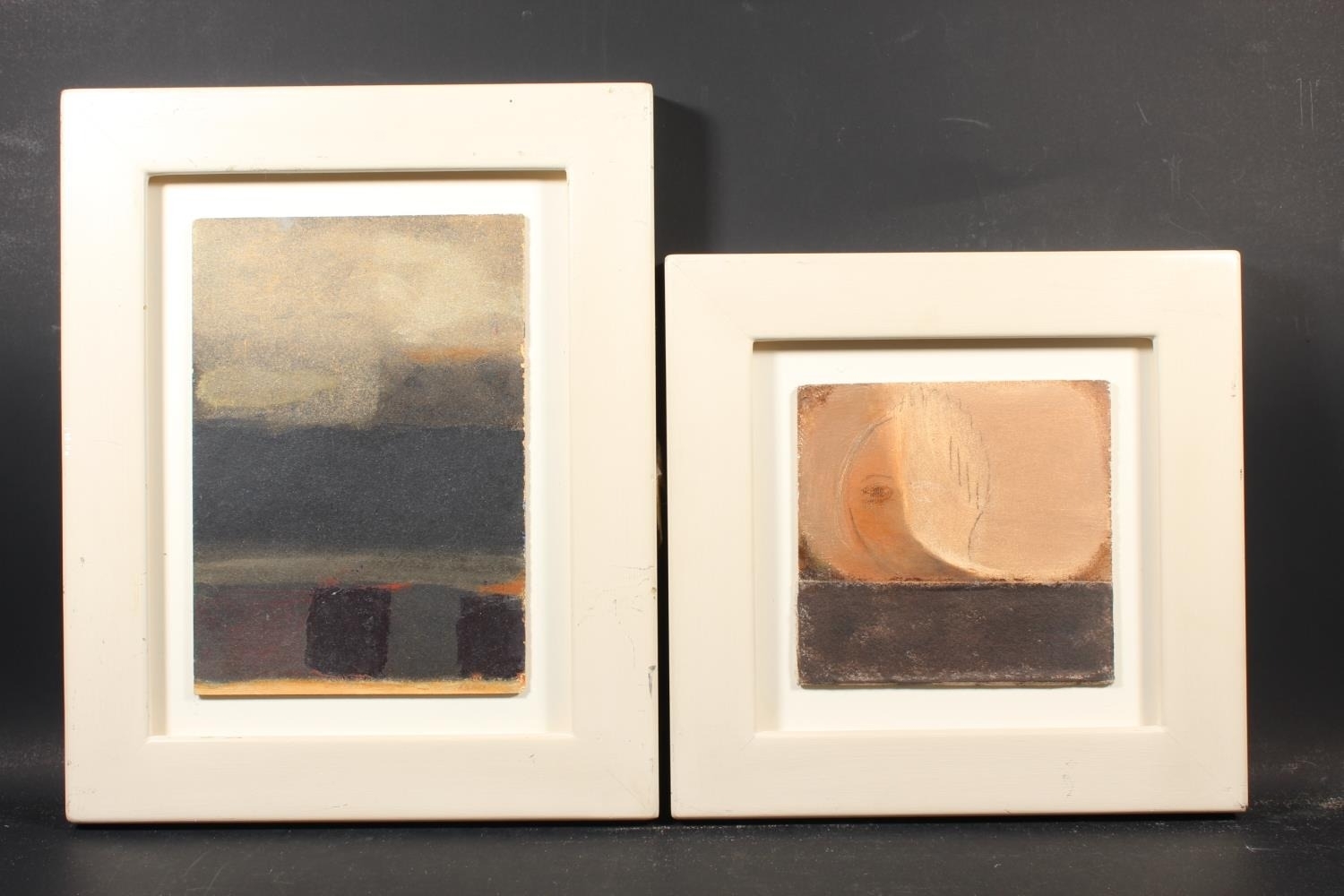 Artwork by Professor Margaret Salter, untitled - face and hand, Made of oil painting on plywood panel