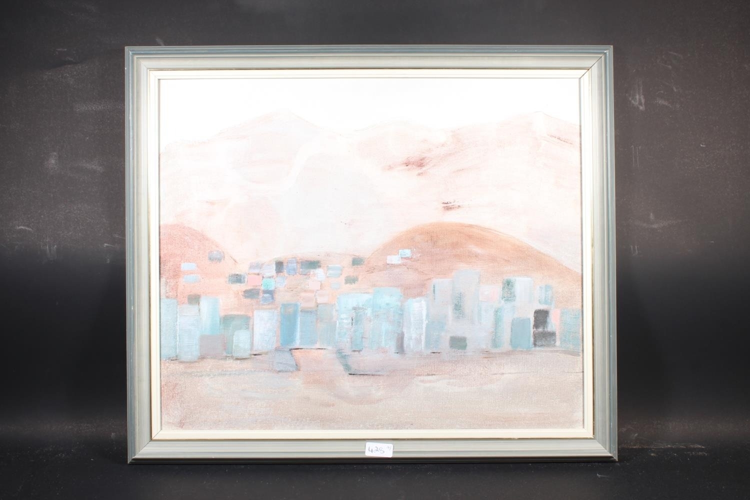 Artwork by Professor Margaret Salter, four oil painting to include three landscapes and one still life, Made of oil painting