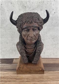 Portrait bronze bust of cowboys and other frontier men - Jerry Snodgrass