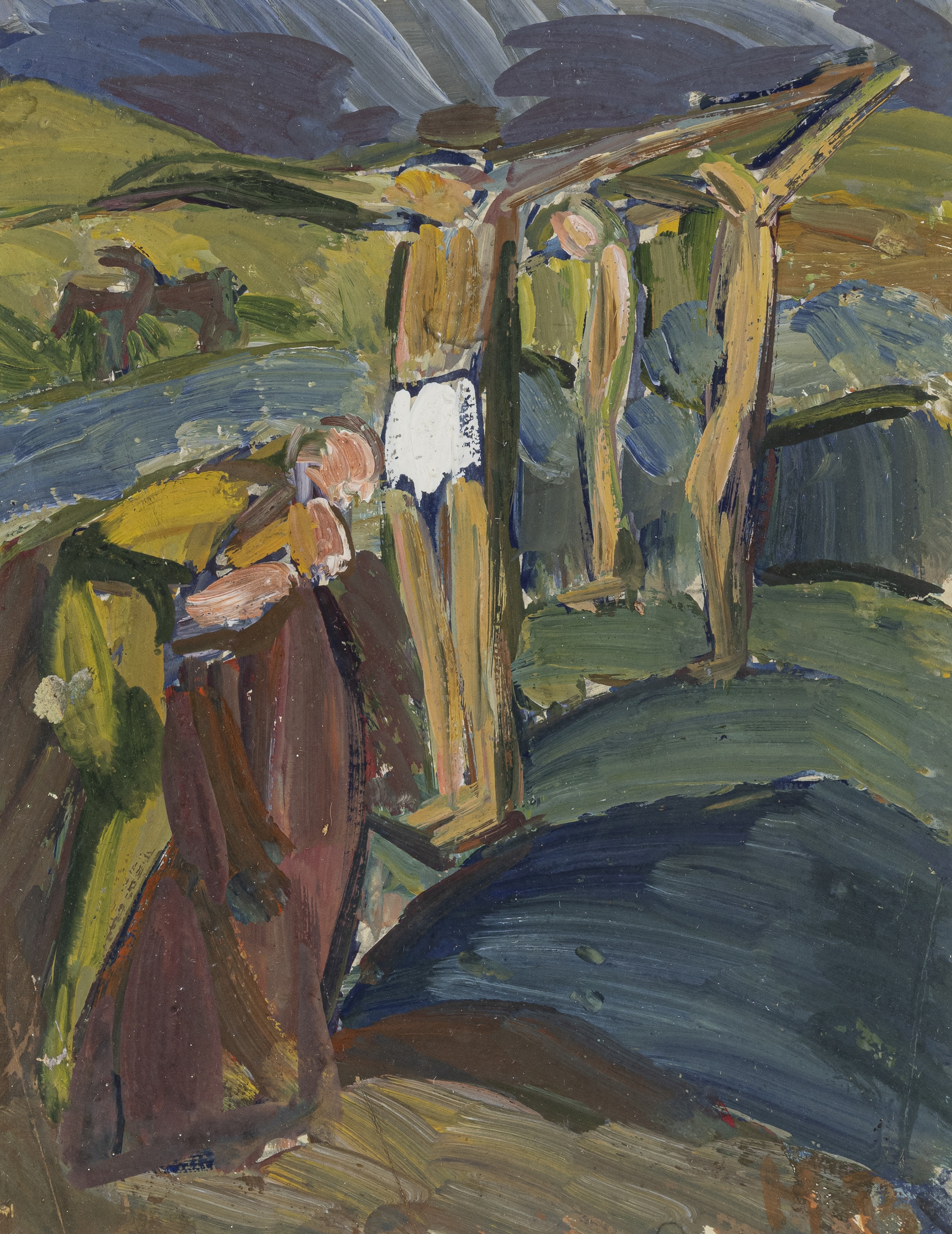 Artwork by Hans Breinlinger, Crucifixion, Made of Tempera