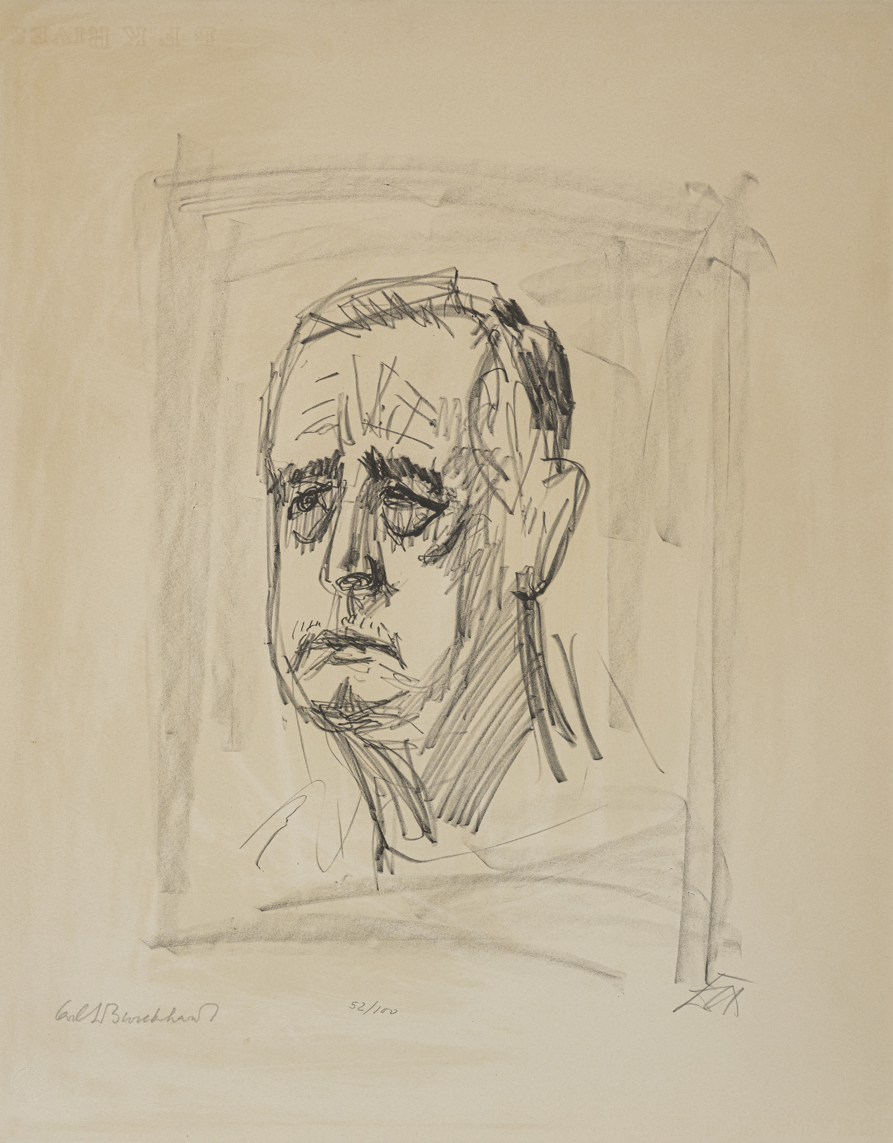 Artwork by Otto Dix, Bildnis Carl Jakob Burckhardt II (ohne Hemdkragen), Made of Lithograph on wove paper