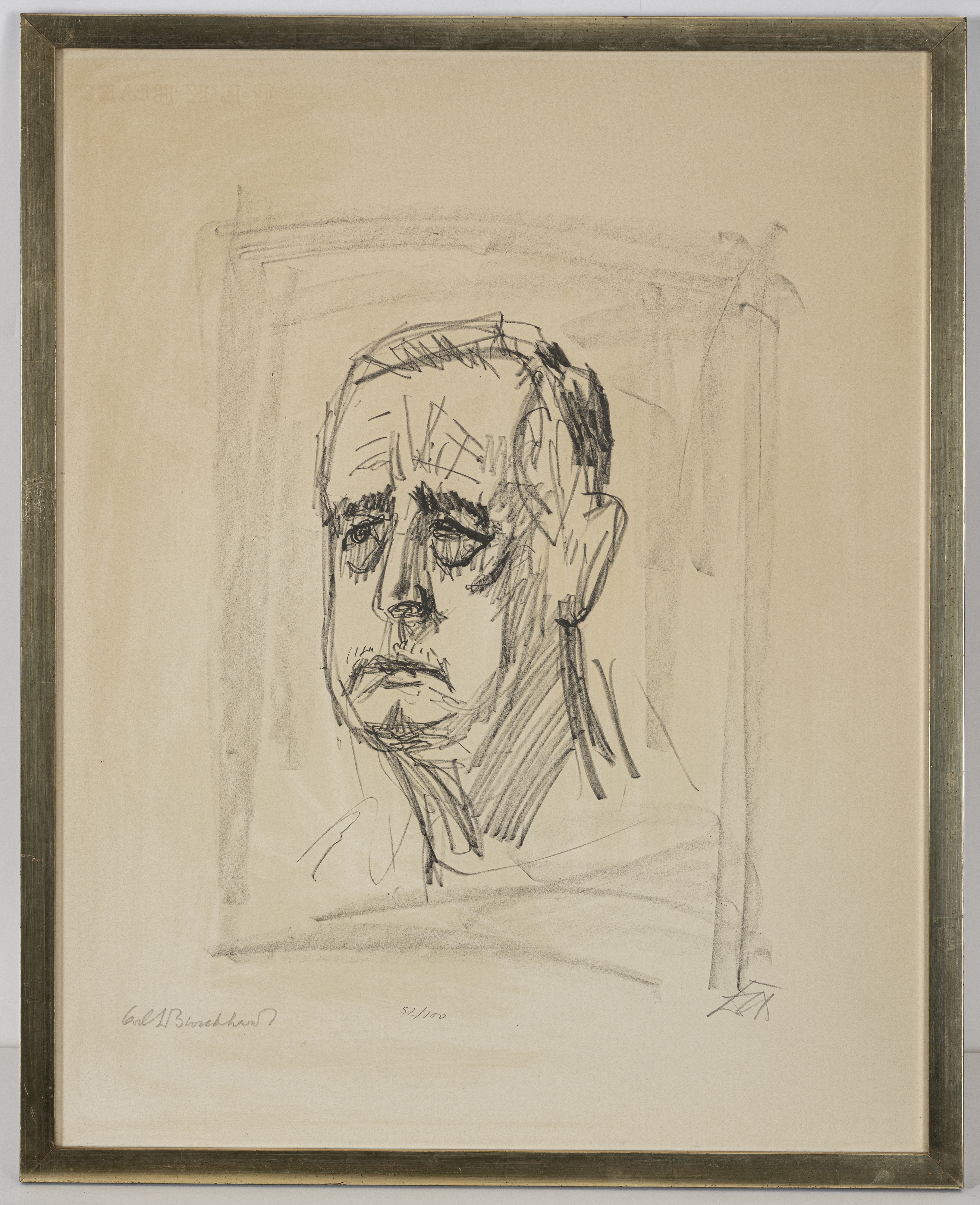 Artwork by Otto Dix, Bildnis Carl Jakob Burckhardt II (ohne Hemdkragen), Made of Lithograph on wove paper