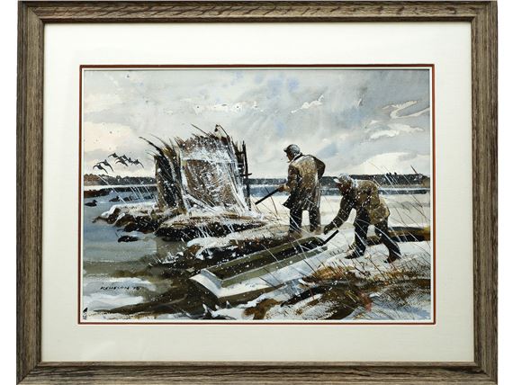 Chet Reneson | Two hunters in a winter marsh scene (78) | MutualArt