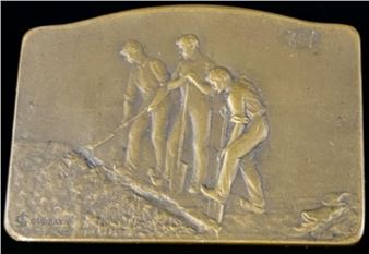 Men Digging Plaque Medal - Marie-Alexandre-Lucien Coudray