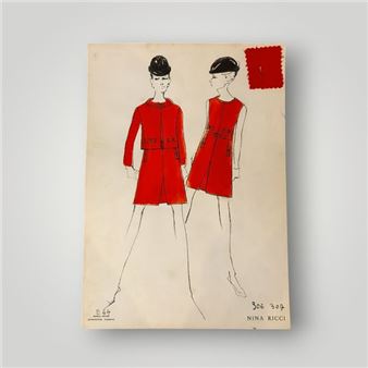 Set of 76 original sketches on headed paper for the Spring/Summer 1967 collection - Gérard Pipart
