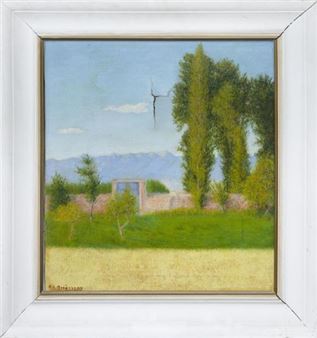 PAISAJE CON CIPRESES, 1950 - Alejandro Ruiz de Azcarraga