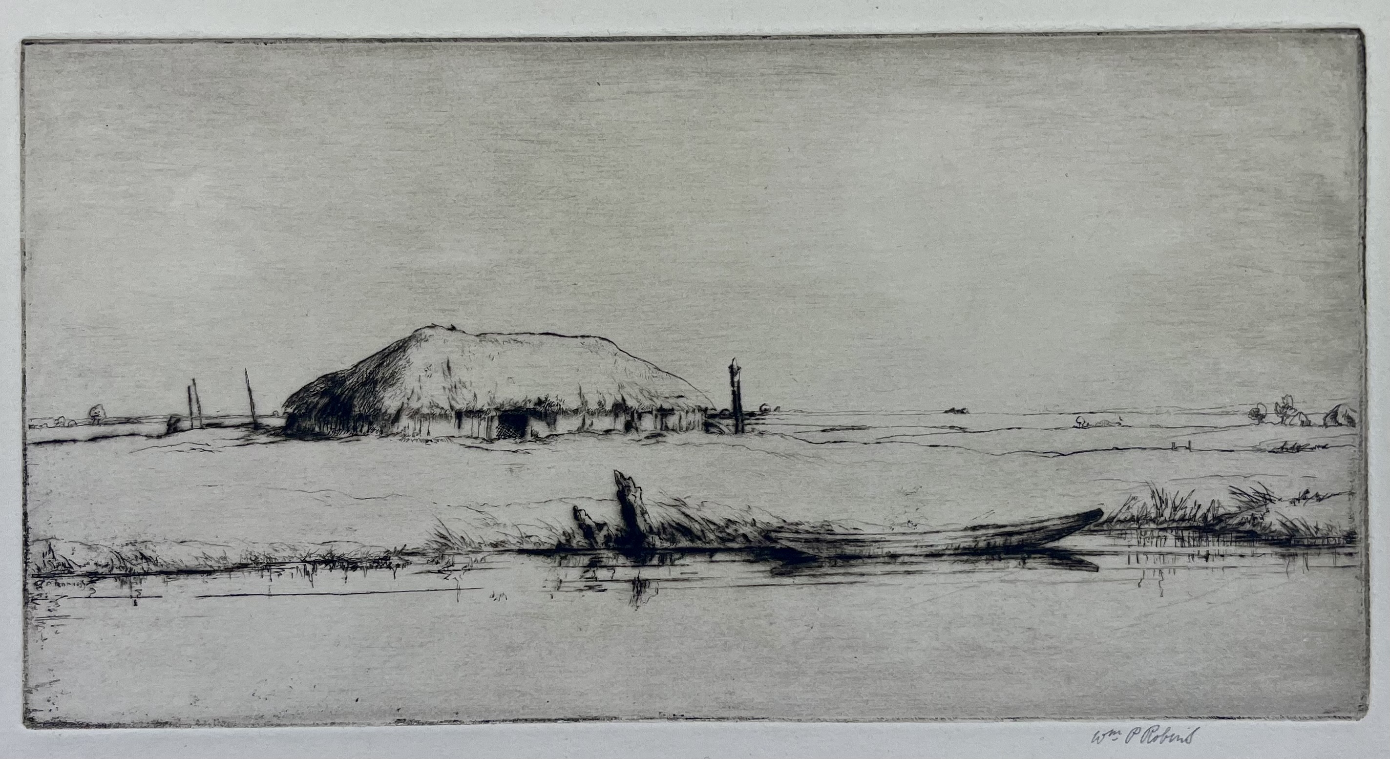 Artwork by William Palmer Robins, The Punt, Made of Drypoint etching