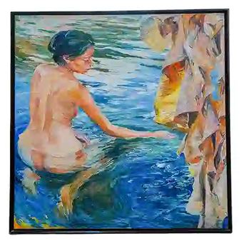 A nude women seated within a body of water - Bernardo Calderon Magallon