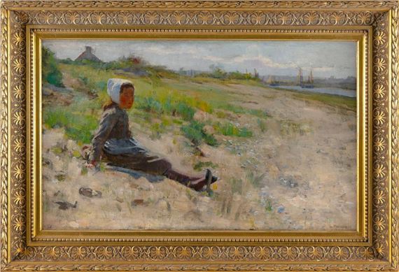 Young girl in the dunes - Theodore Robinson